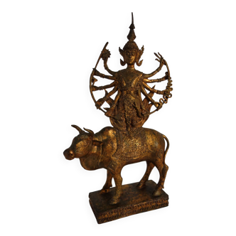 Golden bronze statue of Shiva on Nandi, India, mid-20th century.