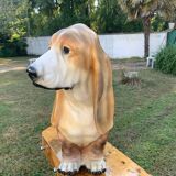 Plaster basset hound statue