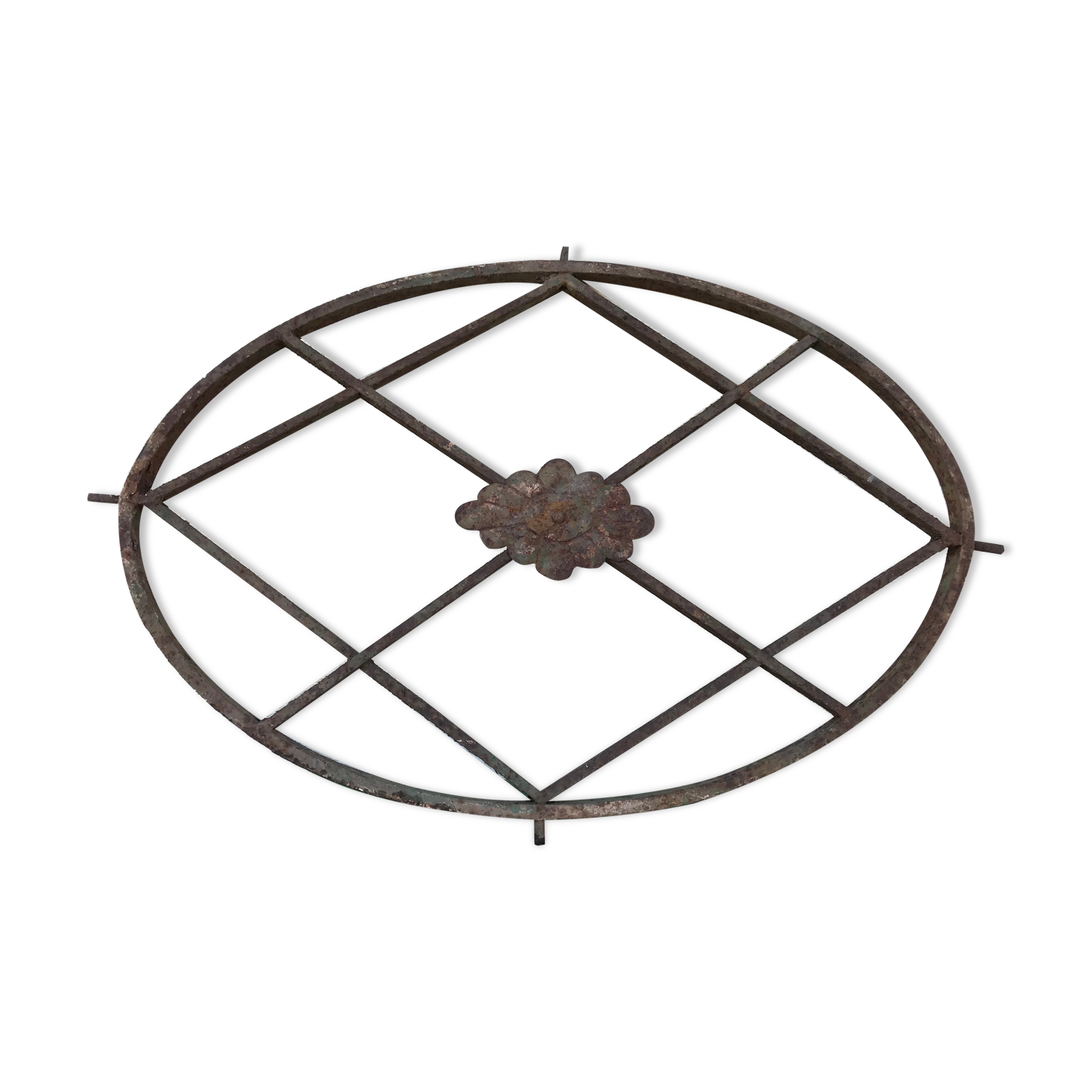 Early 20th century wrought iron decorative oval grille