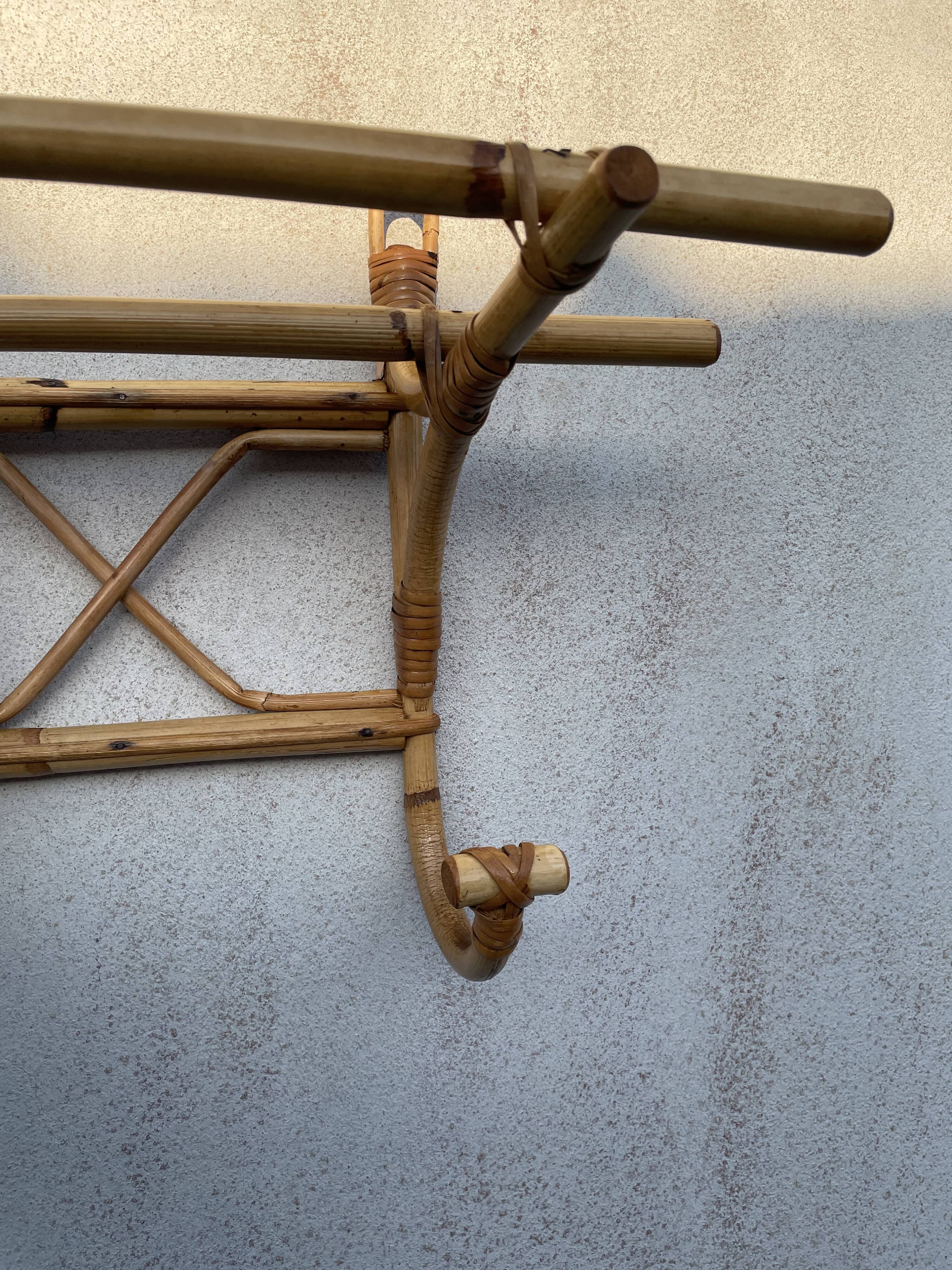 Rattan coat rack