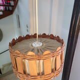 Vintage jute, rattan and wood pendant lamp
