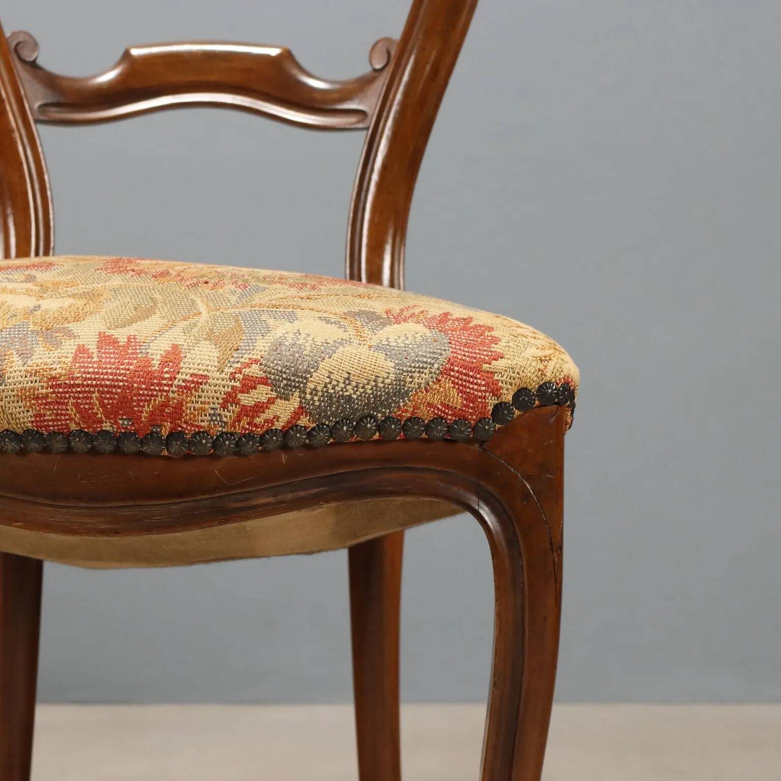 Antique Louis-Philippe walnut chairs, Italy, 19th century