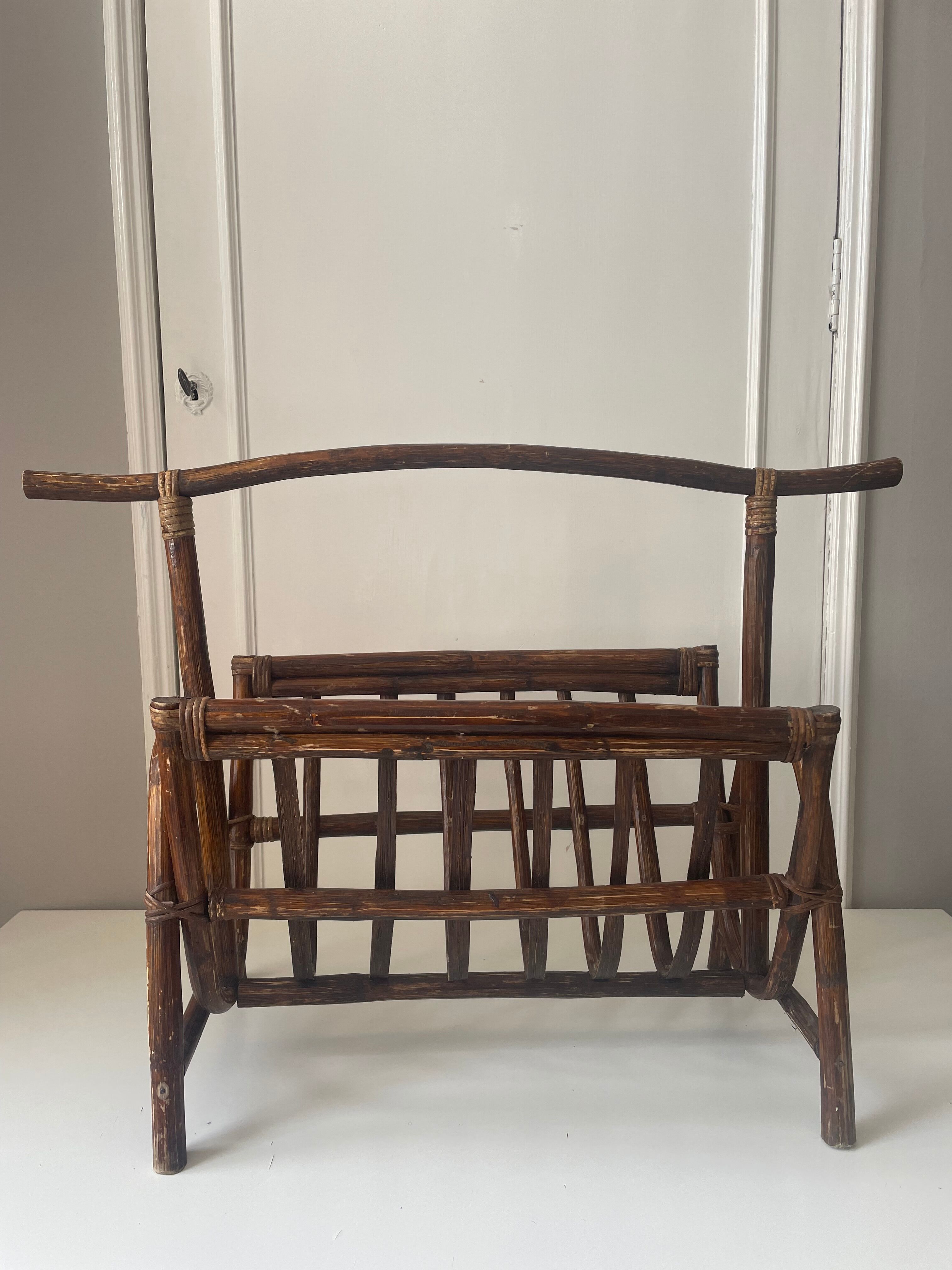 Rattan magazine holder