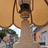 Vintage bedside lamp with scalloped shade