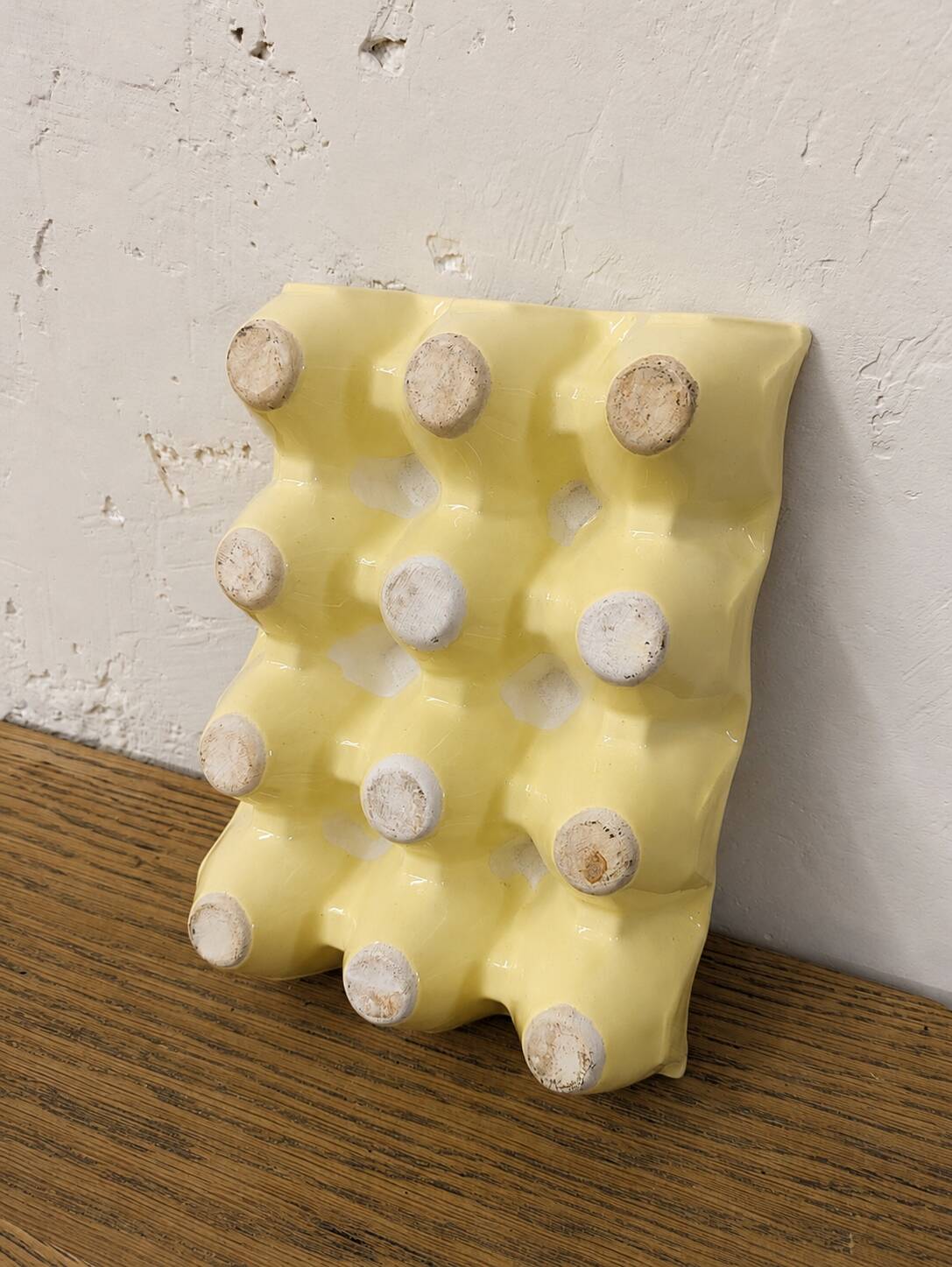 Vintage yellow ceramic egg holder