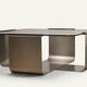 Brushed steel and smoked glass coffee table, by François Monnet – 1970s