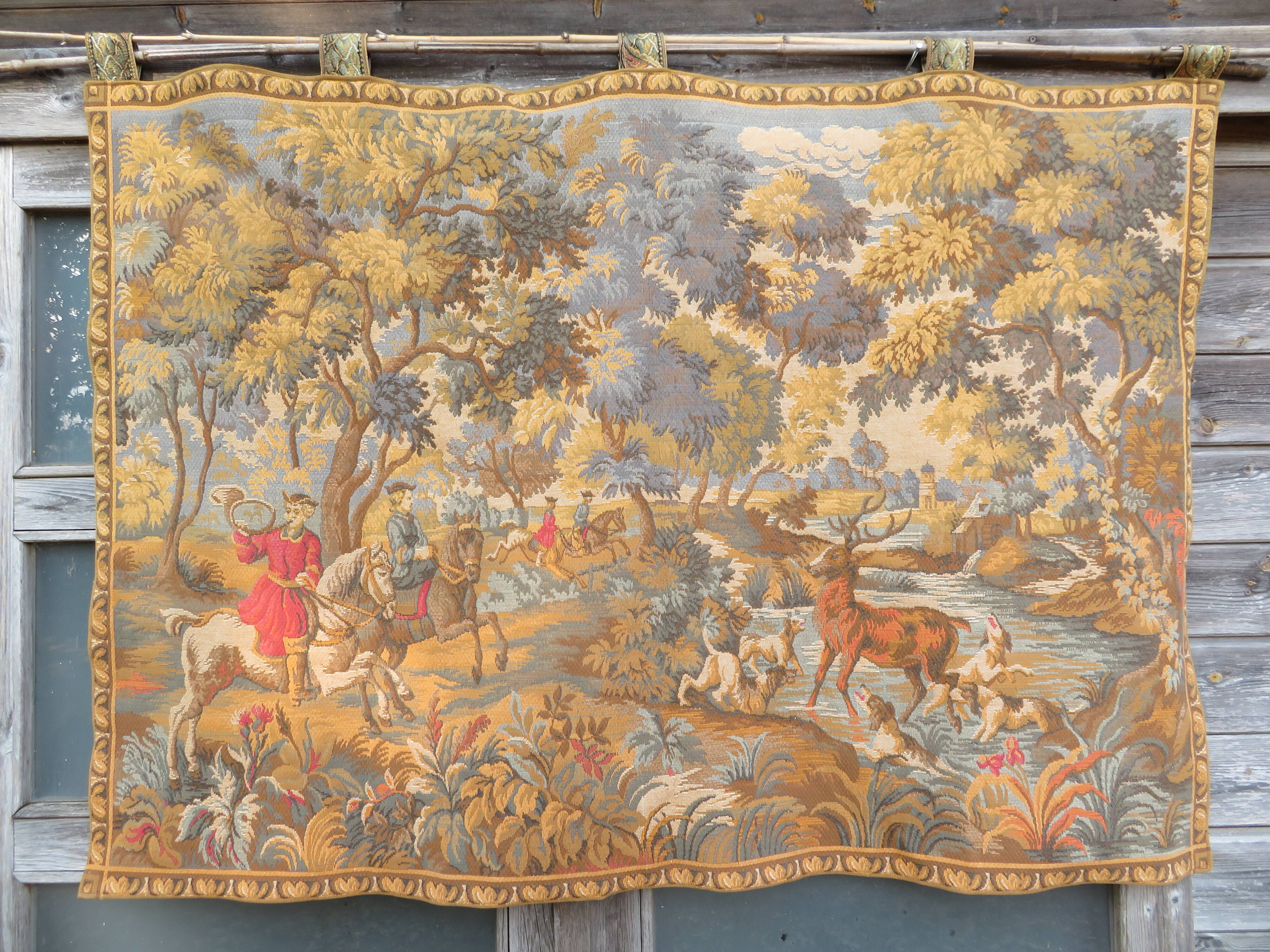 Tapisserie murale scène de chasse à courre