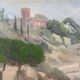 Painting HST Marine "Mediterranean seaside" signed H. Léotard panoramic