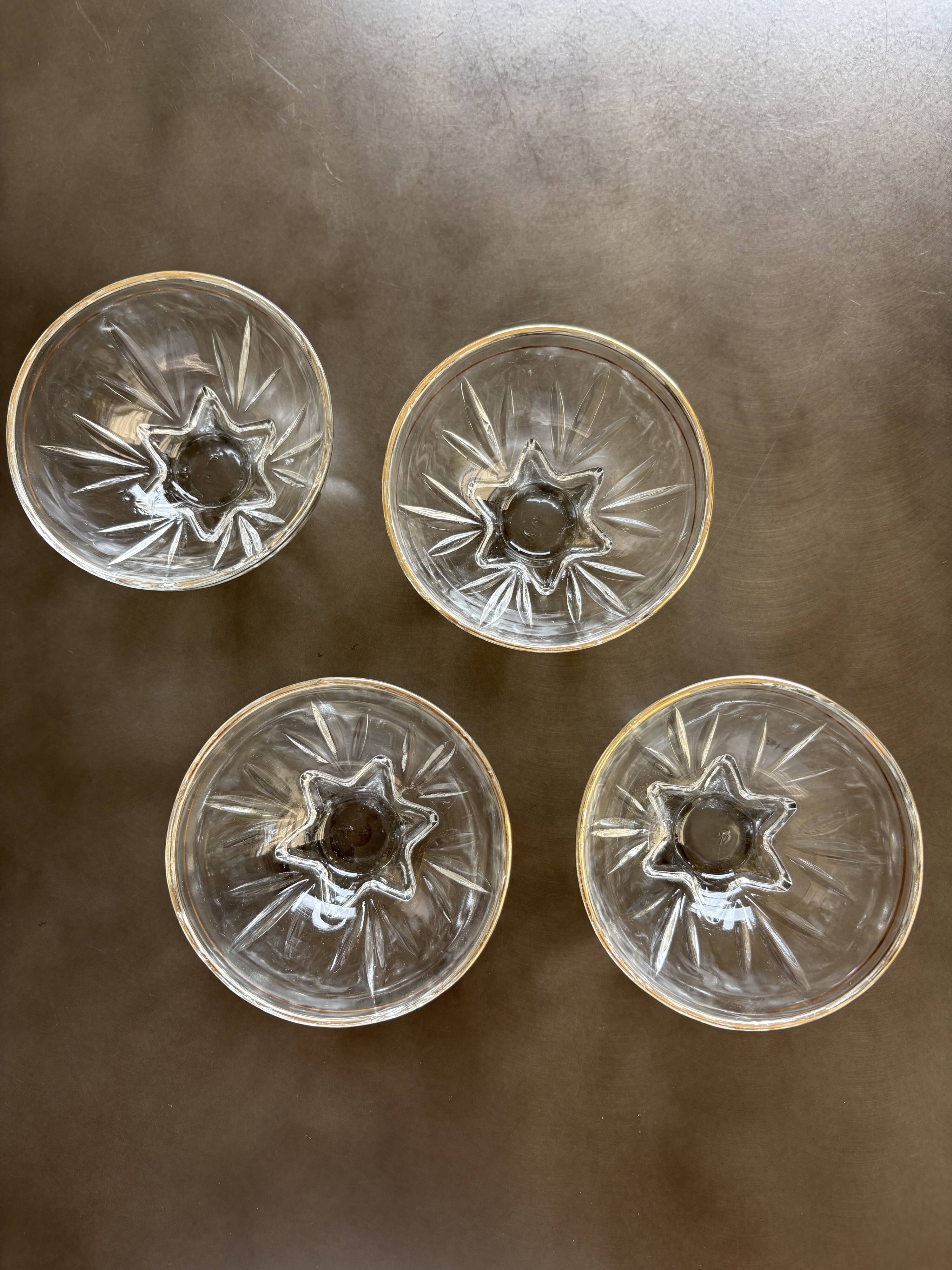 4 vintage champagne glasses