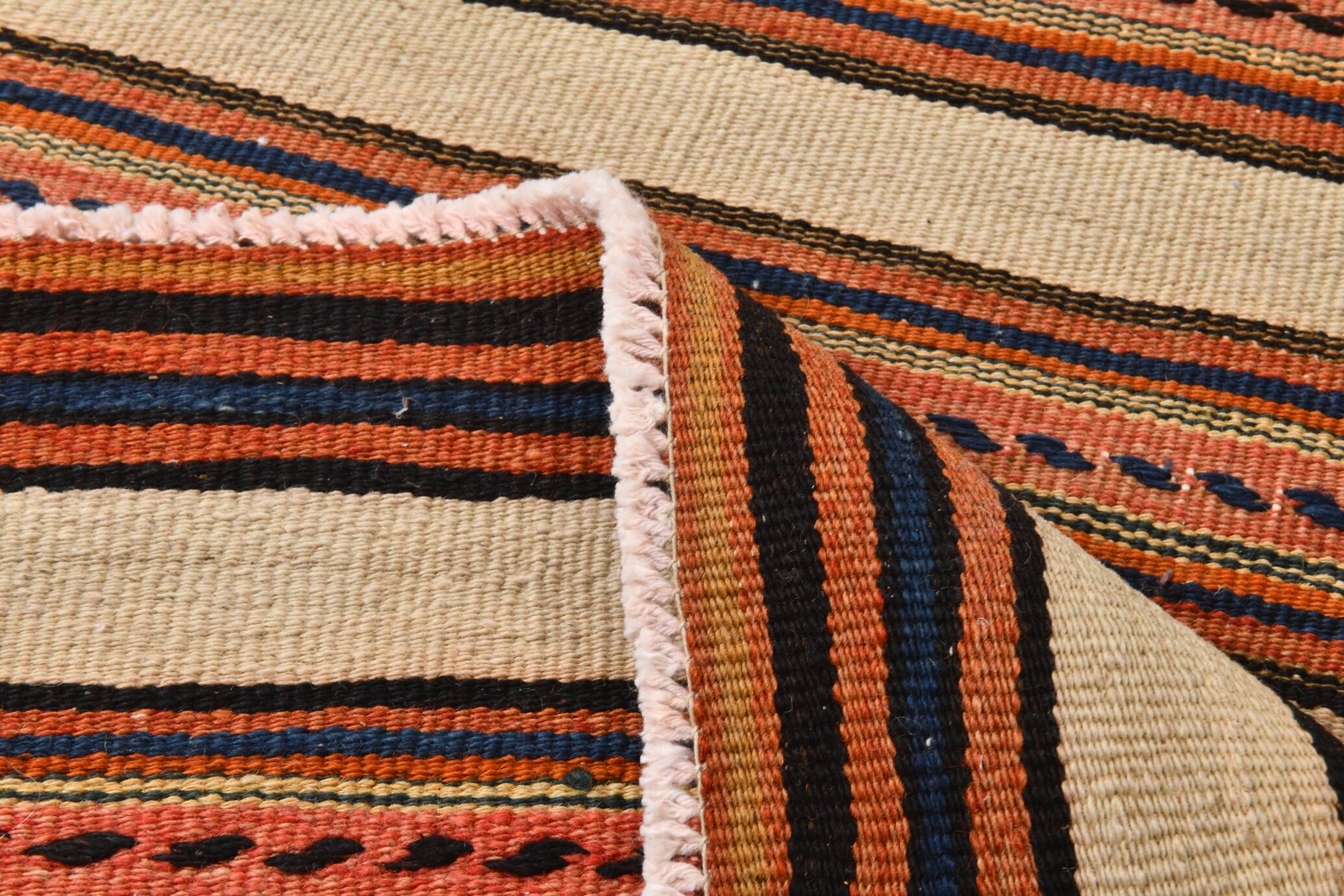 Red & Beige Striped Accent Vintage Kilim Rug, 64x104Cm