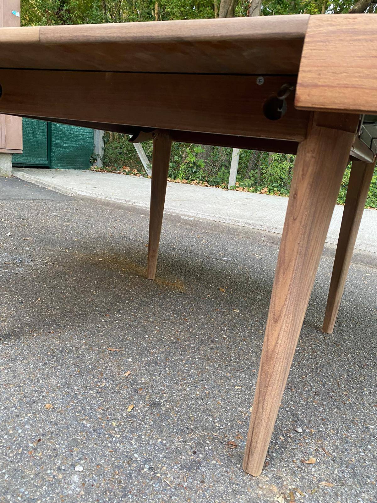 Authentic Scandinavian round table BAUMANN stripped in raw teak 1960