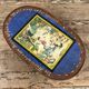 Antique blue orange painted german bride box 19th century folk art