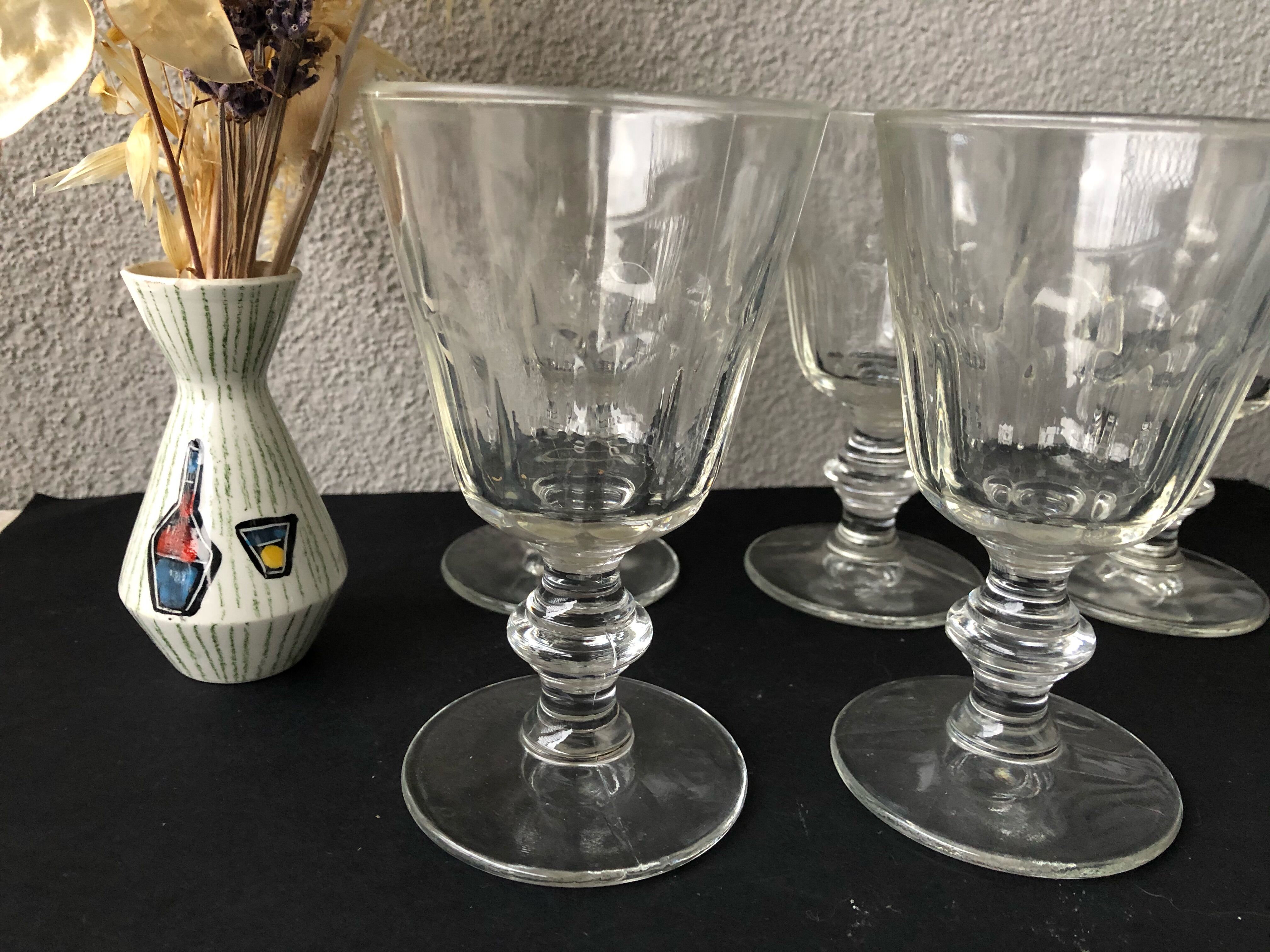 Charles X-style moulded glass walking glasses
