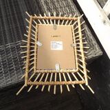 Vintage rectangular rattan mirror