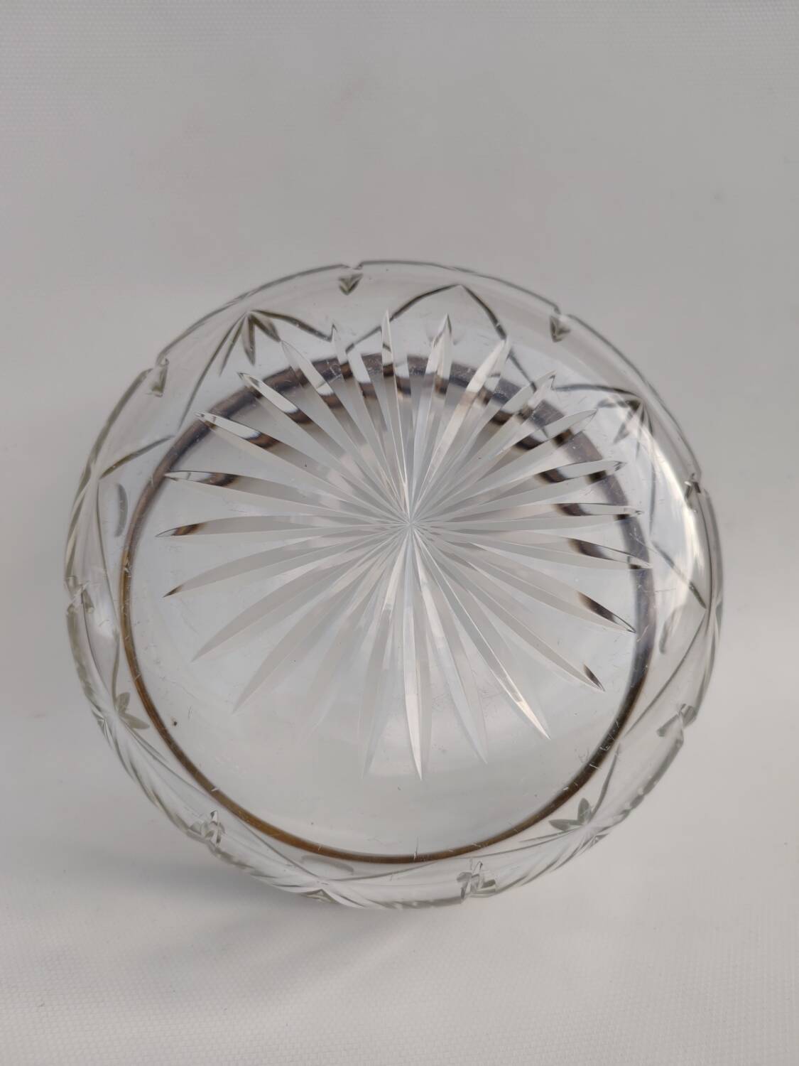 Crystal salad bowl with solid silver rim, first part of the 20th century.