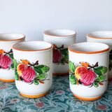 5 vintage painted apple coffee cups