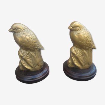 vintage brass birds pair