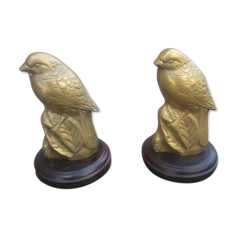 Paire oiseaux en laiton vintage