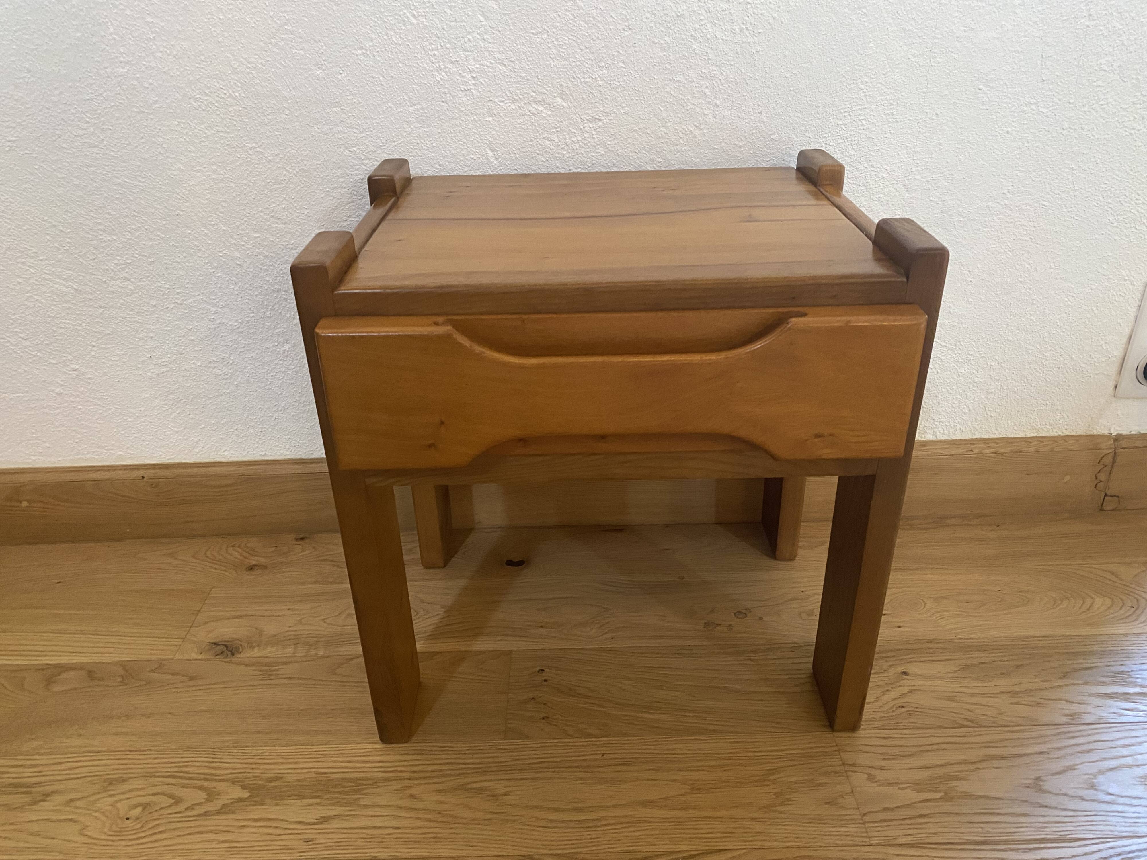 Solid oak bedside table, Maison Regain 1960