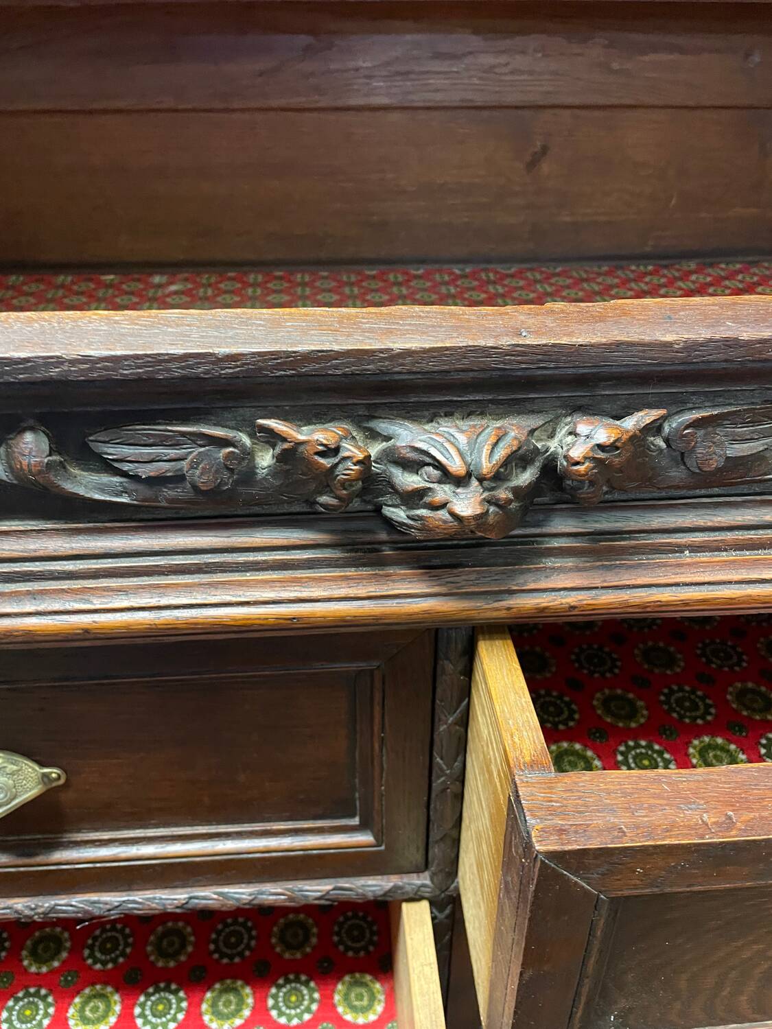 Pupitre meuble écritoire à tiroirs ancien