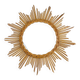 Sun mirror with starry frame wood and wicker 70s