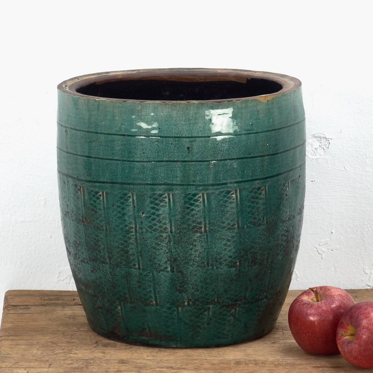 Medium antique vase in emerald green ceramic (circa 1820)