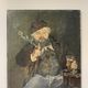 Old painting, portrait of a man with a pipe, signed and dated 57