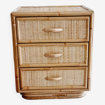 Rattan bedside table or end table 1960