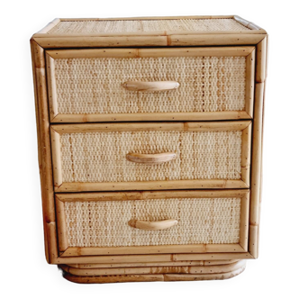 Rattan bedside table or end table 1960