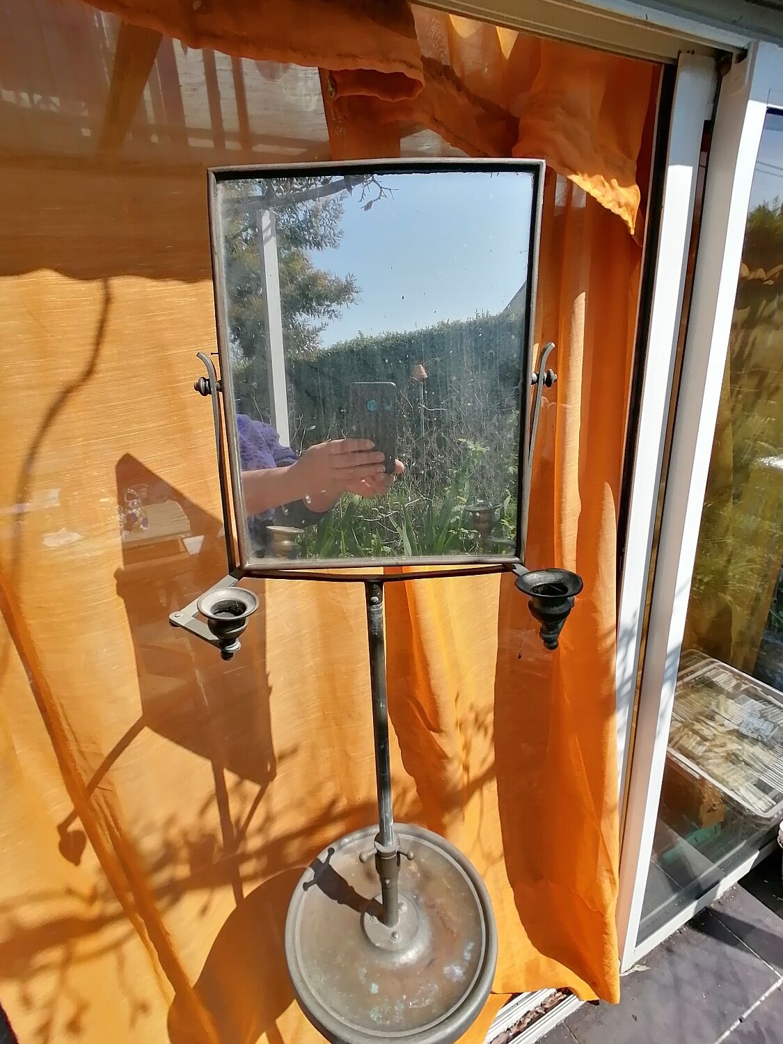 Barber's mirror on telescopic stand 1920 43x35cm