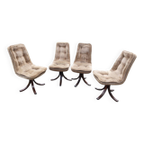 Set of 4 70s velvet bucket chairs