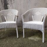 Paire de fauteuils en rotin vintage