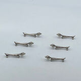 Knife holder, dog/dachshund, silver metal, vintage