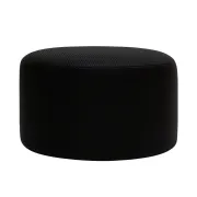 Contemporary Upholstered In Black Braided Lambskin Circular Pouff