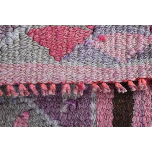 Vintage Turkish Oushak pink handmade wool runner rug 82x311