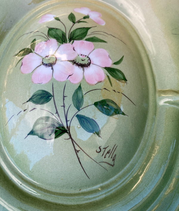 Cache pot art déco très belles nuances de vert