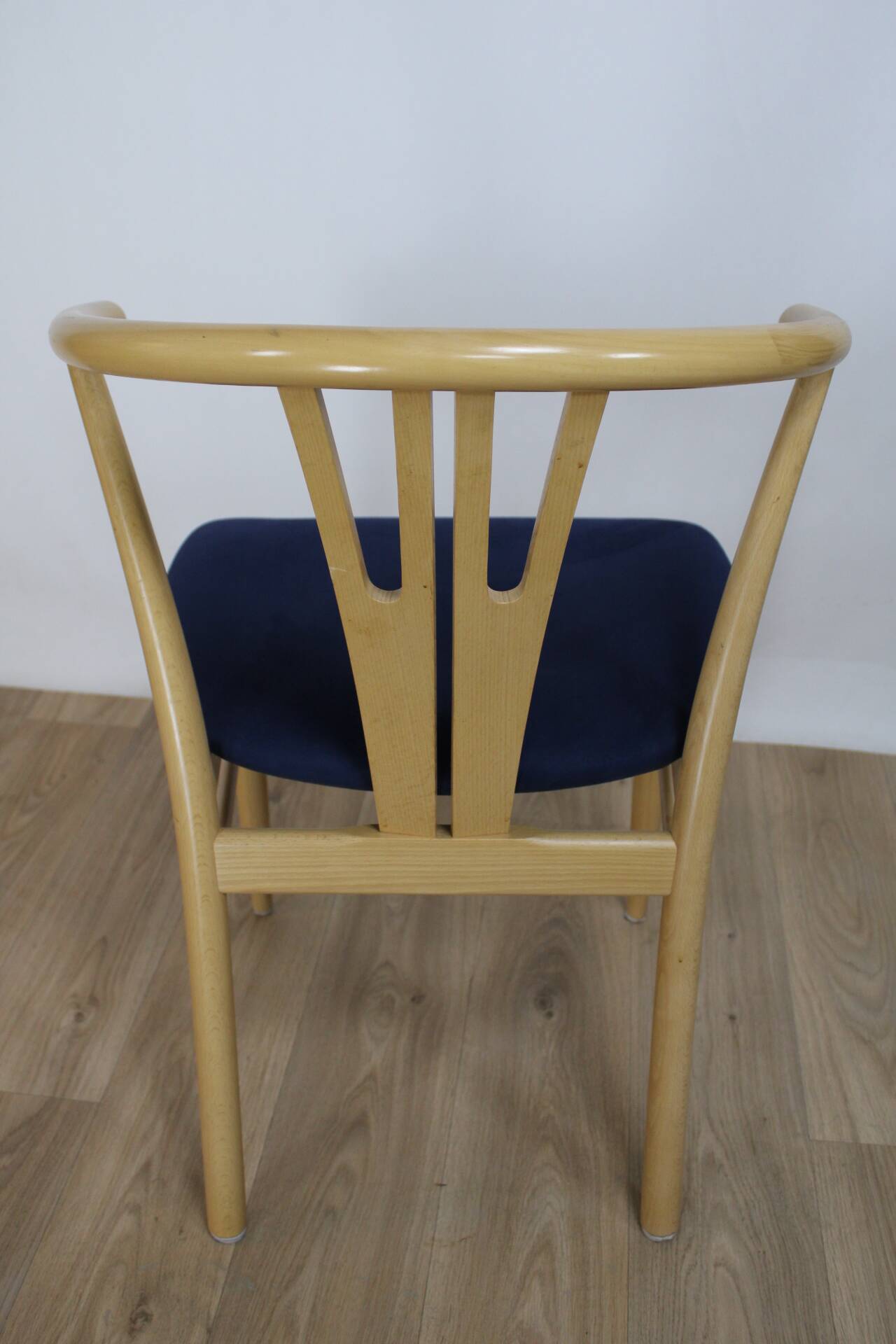 Vega chair by Reydeberg blue alcantara top light oak frame 1990 Denmark