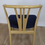 Vega chair by Reydeberg blue alcantara top light oak frame 1990 Denmark
