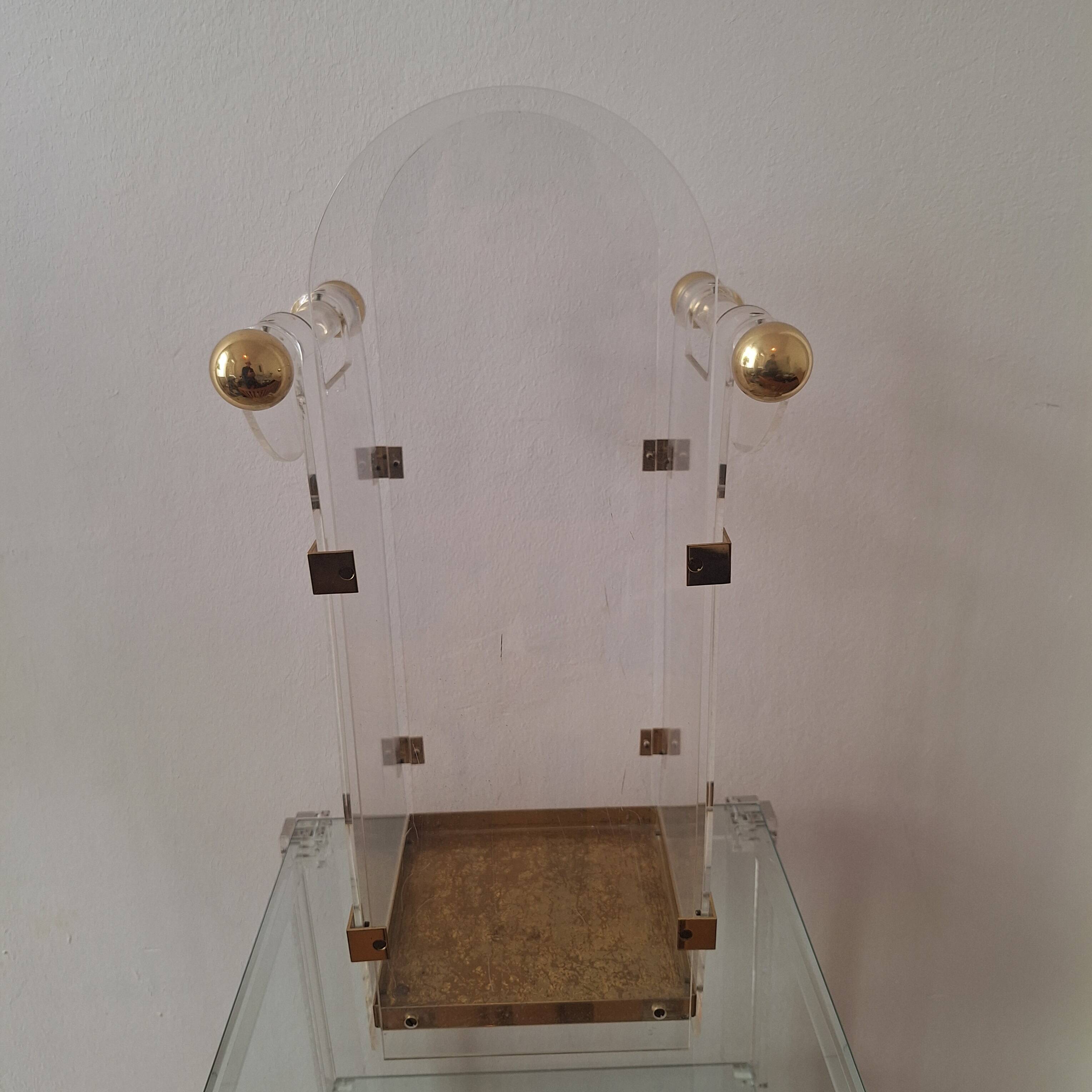 Fontana Arte inspired lucite / acrylic and brass umbrella stand, 1970s