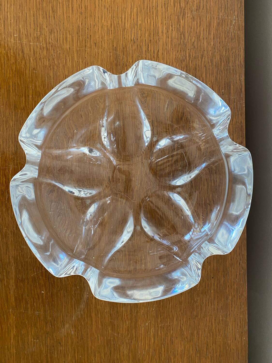 Pair of antique crystal ashtrays from Arques, France