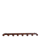 Wall-mounted coat rack with 8 turned wooden hooks in faux bamboo style.