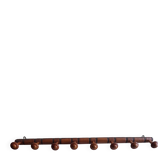 Wall-mounted coat rack with 8 turned wooden hooks in faux bamboo style.