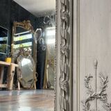 Important woodwork, 176.5cm/158cm 19th century fireplace mirror, quilted glass, parquet on the back.