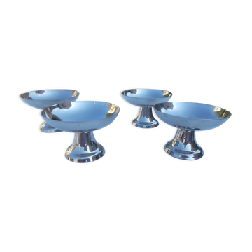 Set of 4 stainless steel ice cream bowls