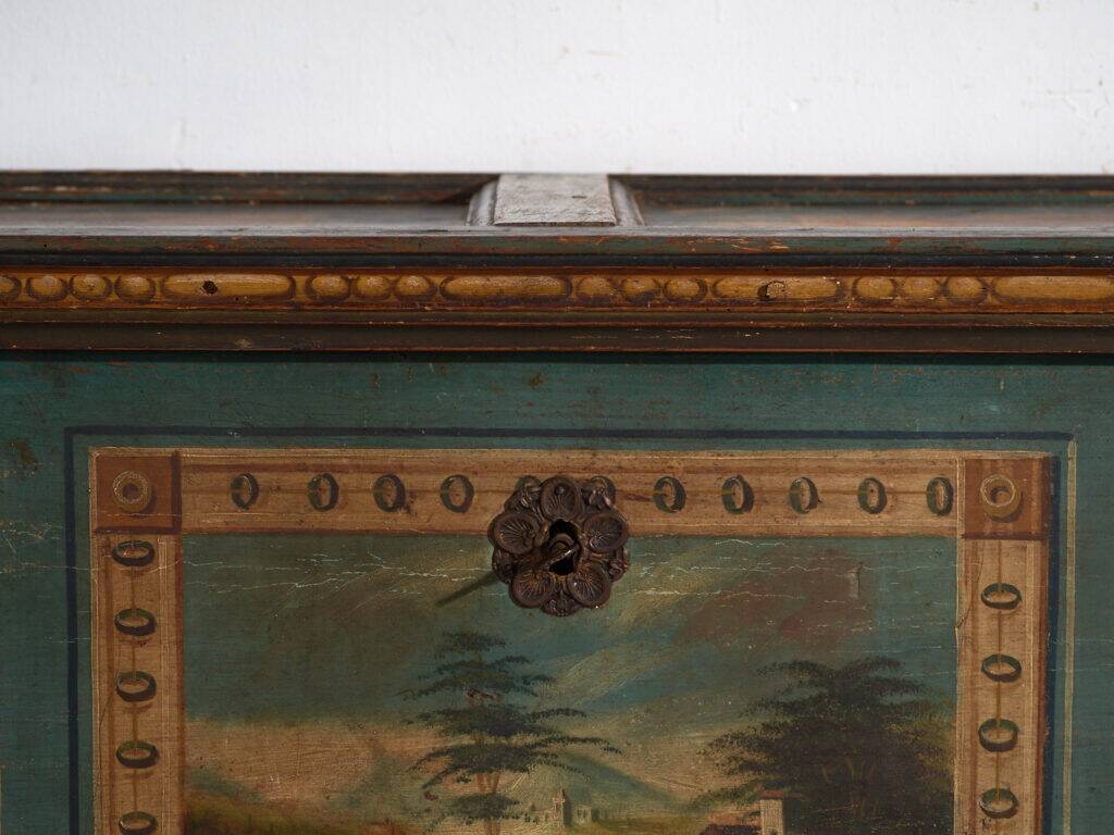 Antique wedding chest painted in pine – Austro-Hungarian Empire, 1841