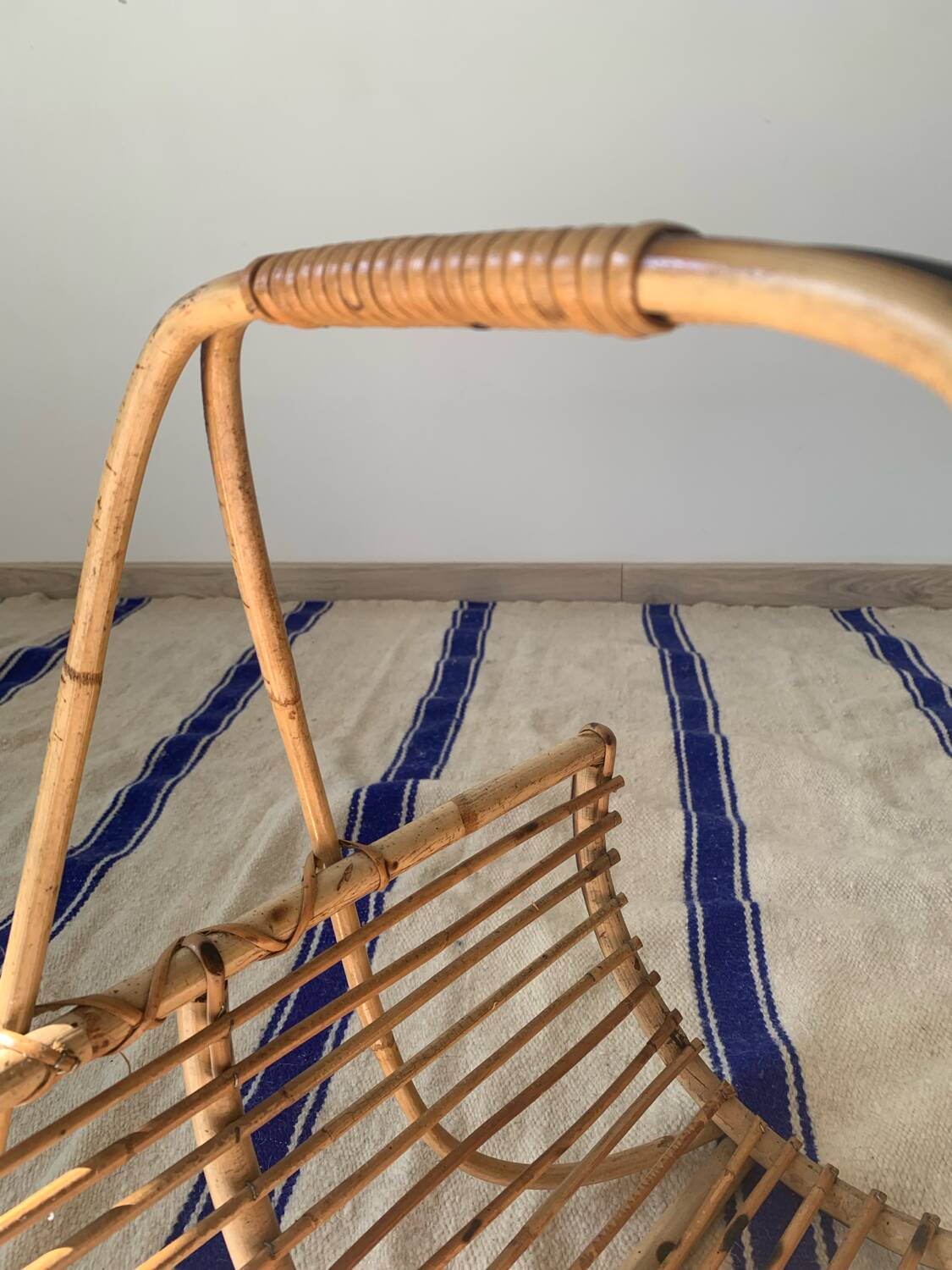 Vintage rattan log holder