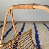 Vintage rattan log holder