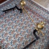 Pair of bronze fireplace chenets Louis XIV style