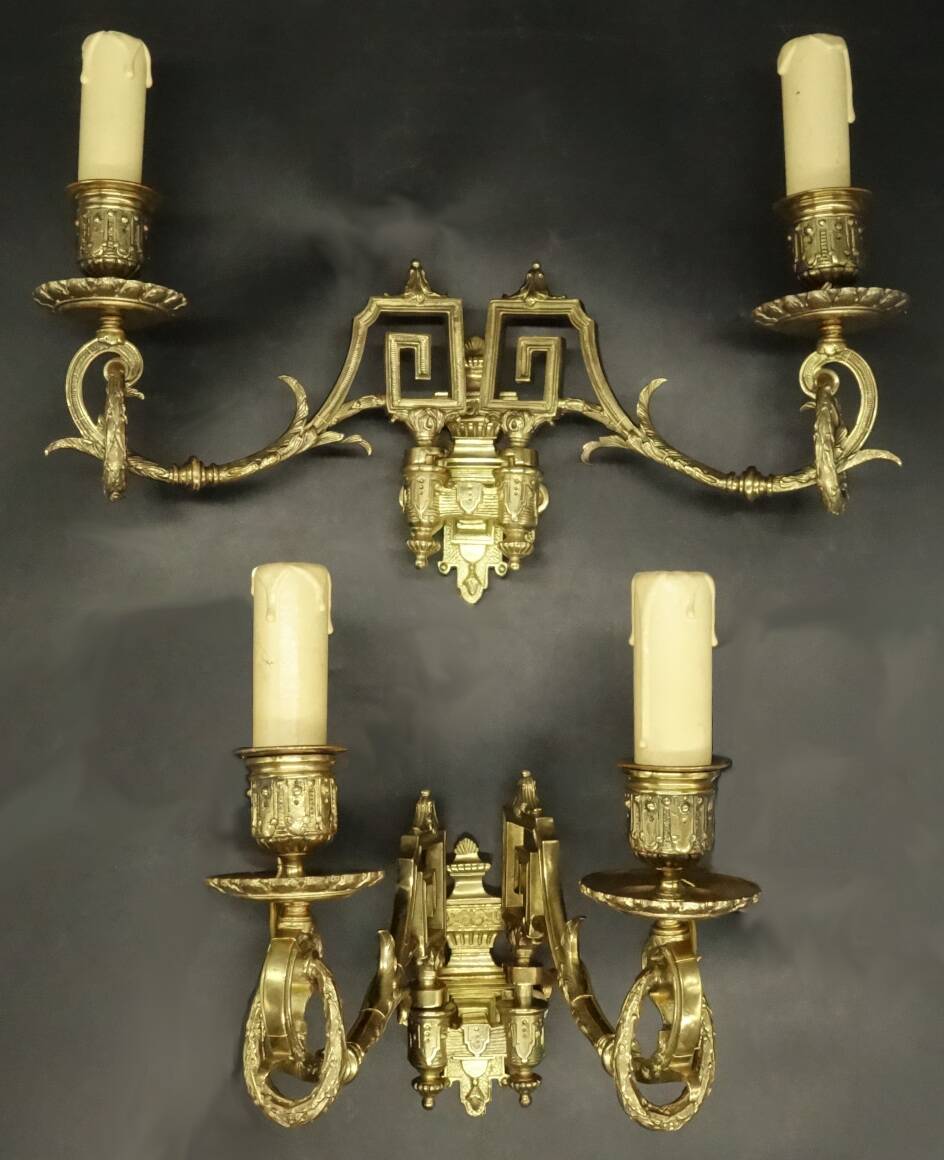 Pair of sconces with Louis XVI laurel garlands from the 19th century - Émile Muller