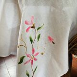 Nappe coton blanc brodée